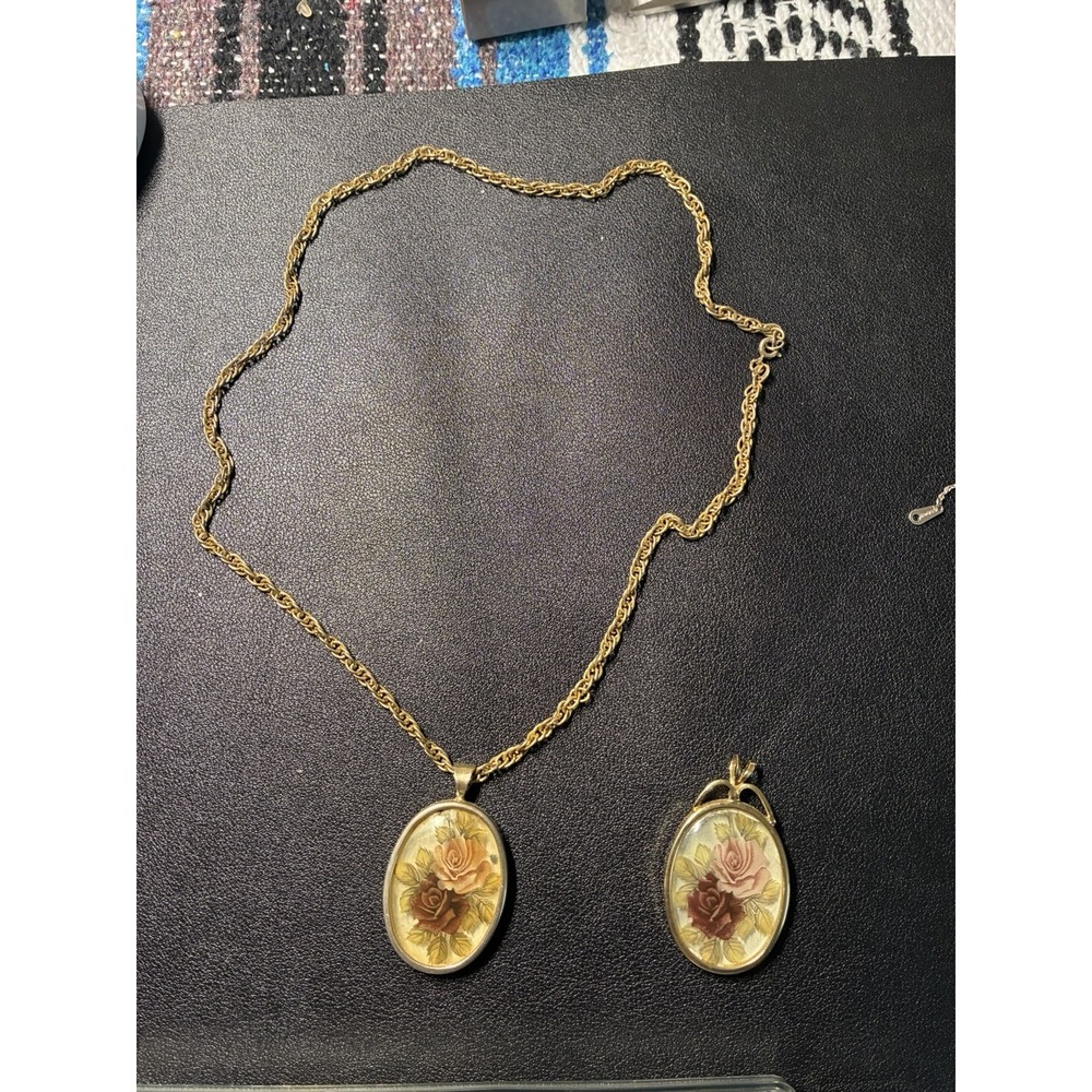 Vintage Cameo Rose Necklace, Comes With Spare Pendant